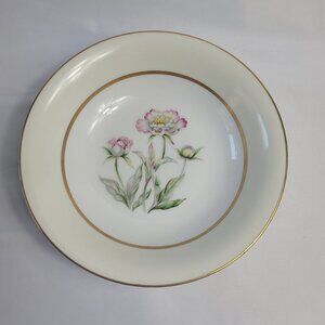 Mikado Harmony Round Serving Bowl Cream Rim Pink Floral Center